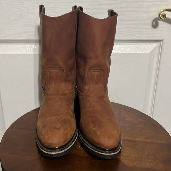 🔥 PUREPECHA WORK BOOTS GENUINE LEATHER WESTERN ROUND TOE Rubber Sole - PERFECT - Picture 3 of 12